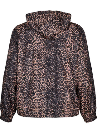 Zizzi Sportsjakke med leopardmønster og hette, Brun, Packshot image number 1