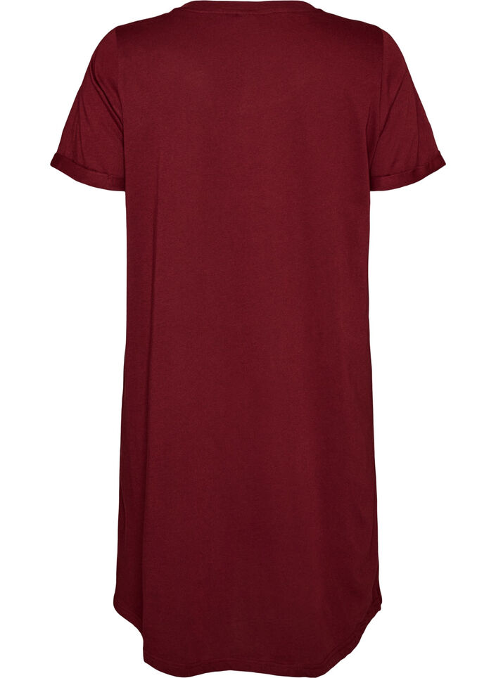 Kortermet nattkjole i &oslash;kologisk bomull, M&oslash;rk Bordeaux, Packshot image number 1