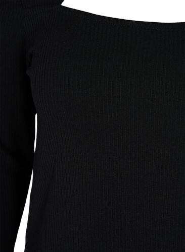 Langermet bluse med utskjæringer, Black, Packshot image number 2