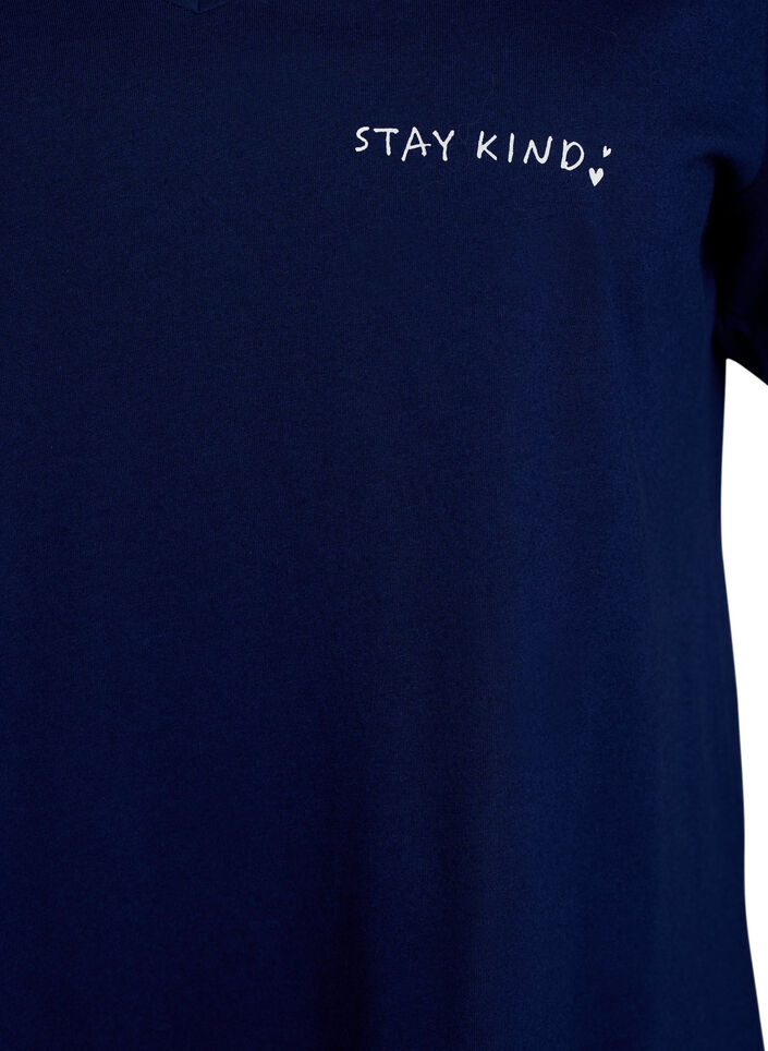 Nattkjole i &oslash;kologisk bomull med V-hals, Bl&aring;, Packshot image number 2