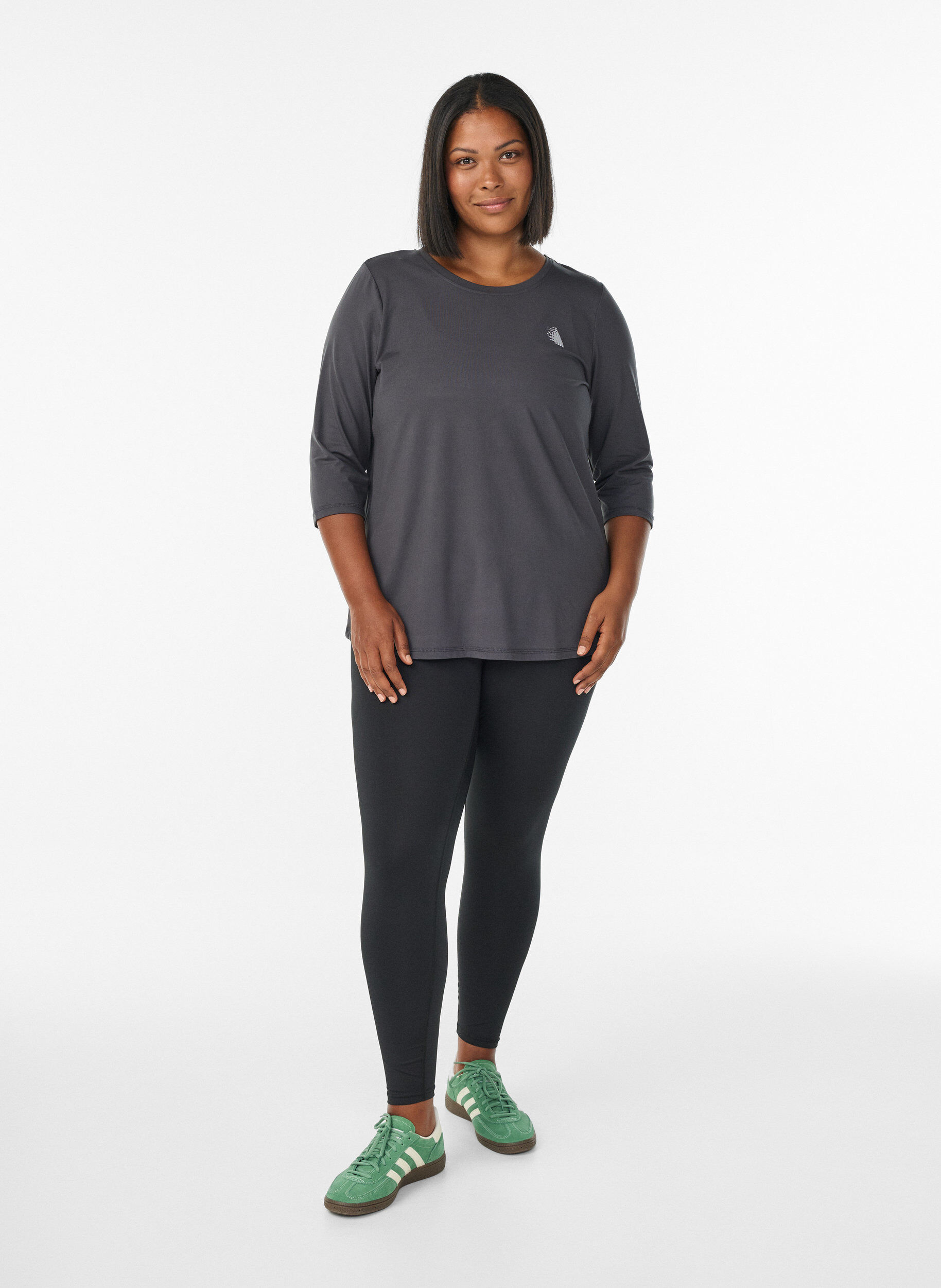 ZizziTreningsbluse med 3/4-ermer, Gr&aring;, Model image number 1