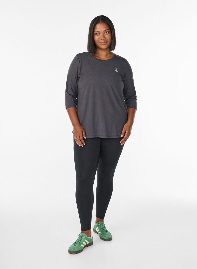 Treningsbluse med 3/4-ermer, Gr&aring;, Model image number 1