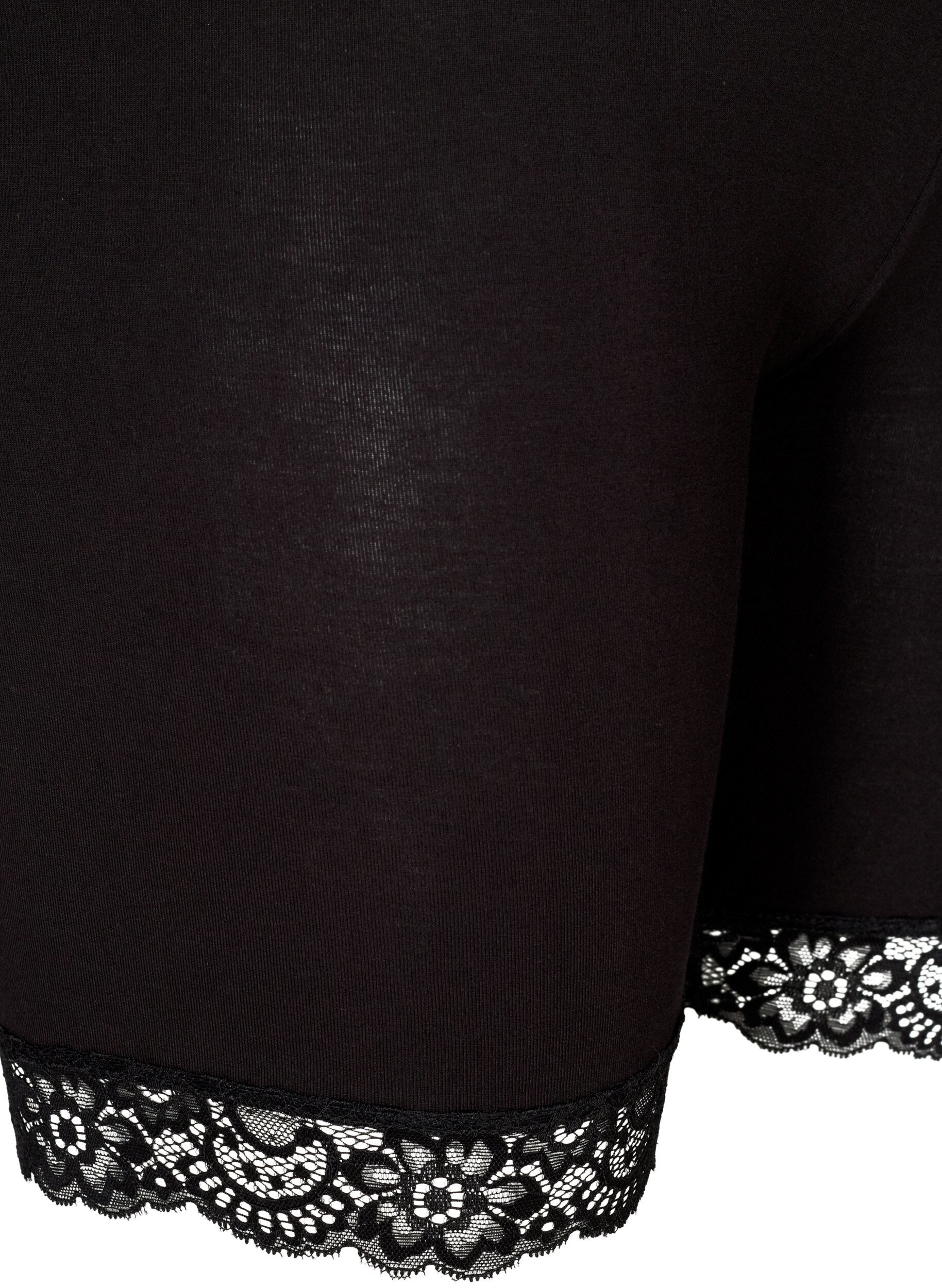 ZizziSykkelshorts med blondekant, Svart, Packshot image number 2