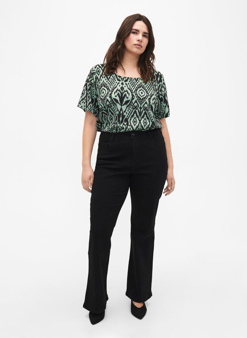 FLASH - Bluse med korte ermer og trykk, Green Bay Ehnic, Model image number 2