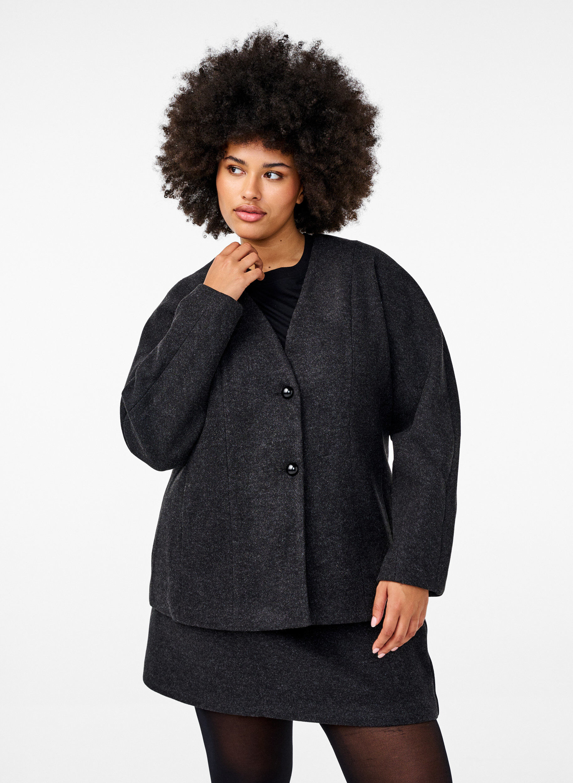 Zizzi Skreddersydd blazer, Dark Grey Melange, Model image number 0