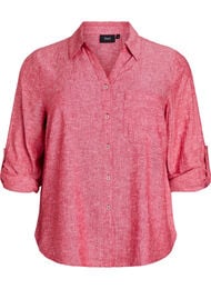 Skjorte i lin og viskose med 3/4 ermer, Urban Red