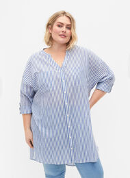 Stripete tunika med V-hals og knapper, Surf the web Stripe, Model