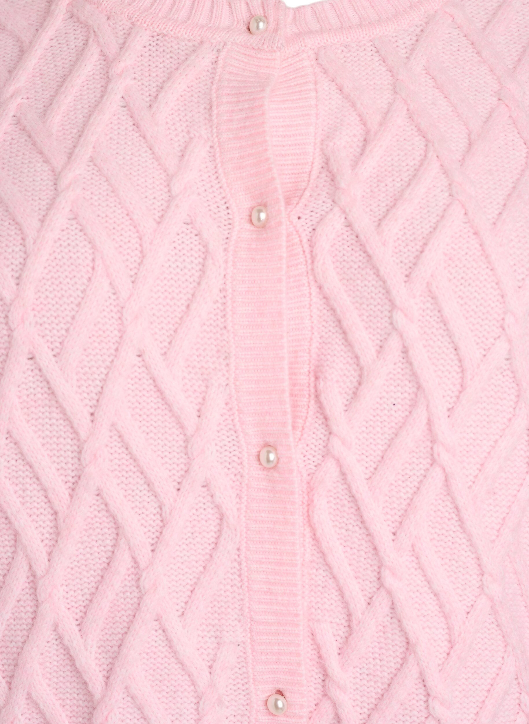 Zizzi Kabelstrikket cardigan med perleknapper, Rosa, Packshot image number 2