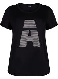 Trenings-t-skjorte med trykk, Black w. stripe A
