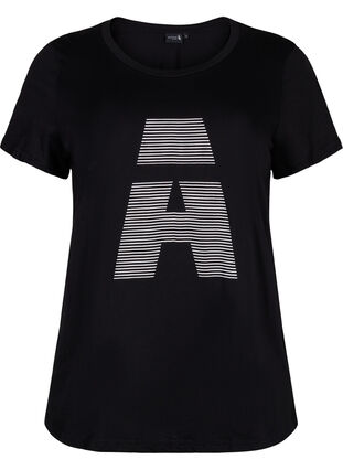 Trenings-t-skjorte med trykk, Black w. stripe A, Packshot image number 0