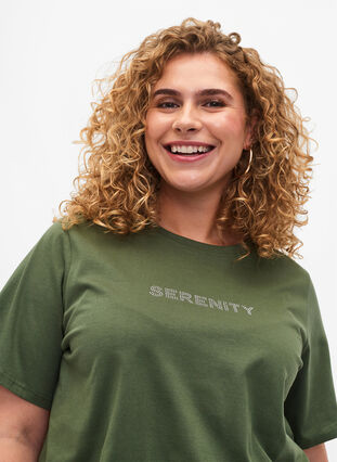 T-skjorte i økologisk bomull med tekst, Thyme SERENITY, Model image number 2