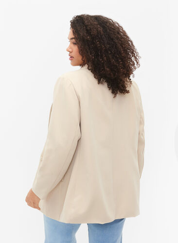Klassisk blazer med knappelukking, Feather Gray, Model image number 1