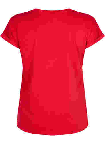 Kortermet T-skjorte i bomullsblanding, Tango Red, Packshot image number 1