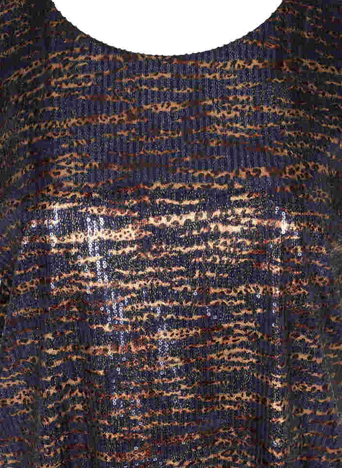 Kortermet paljettkjole med rund hals, Blue Brown Sequins, Packshot image number 2