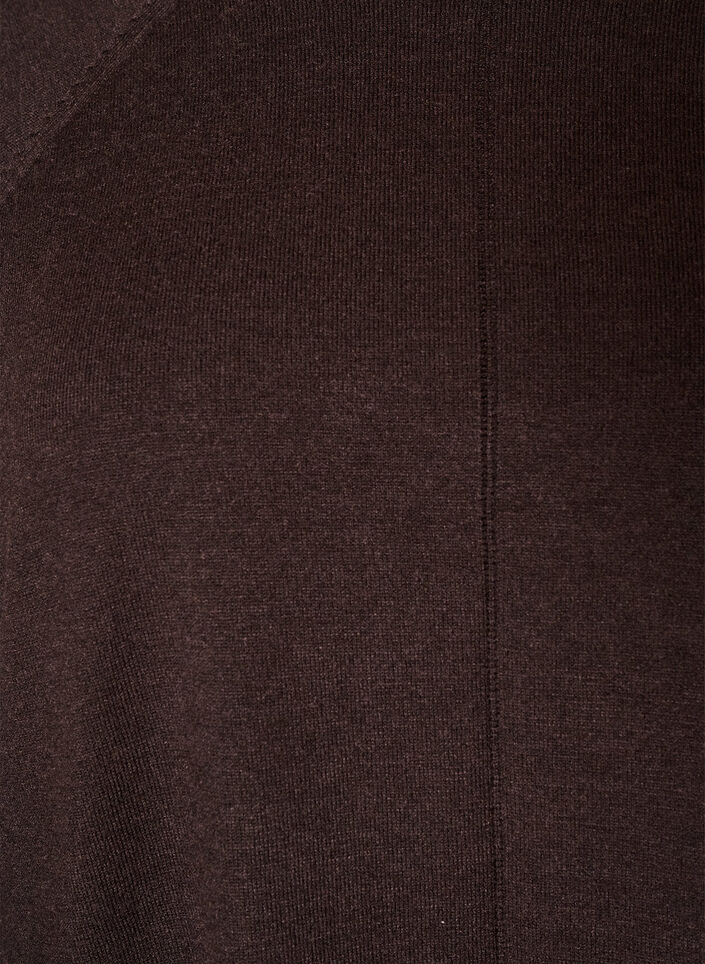 Strikket bluse med rund hals og strikket m&oslash;nster, Brun, Packshot image number 2