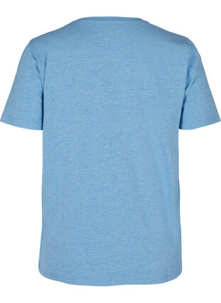 Kortermet pysjamasskjorte med trykk, Blue Yonder Mélange, Packshot image number 1