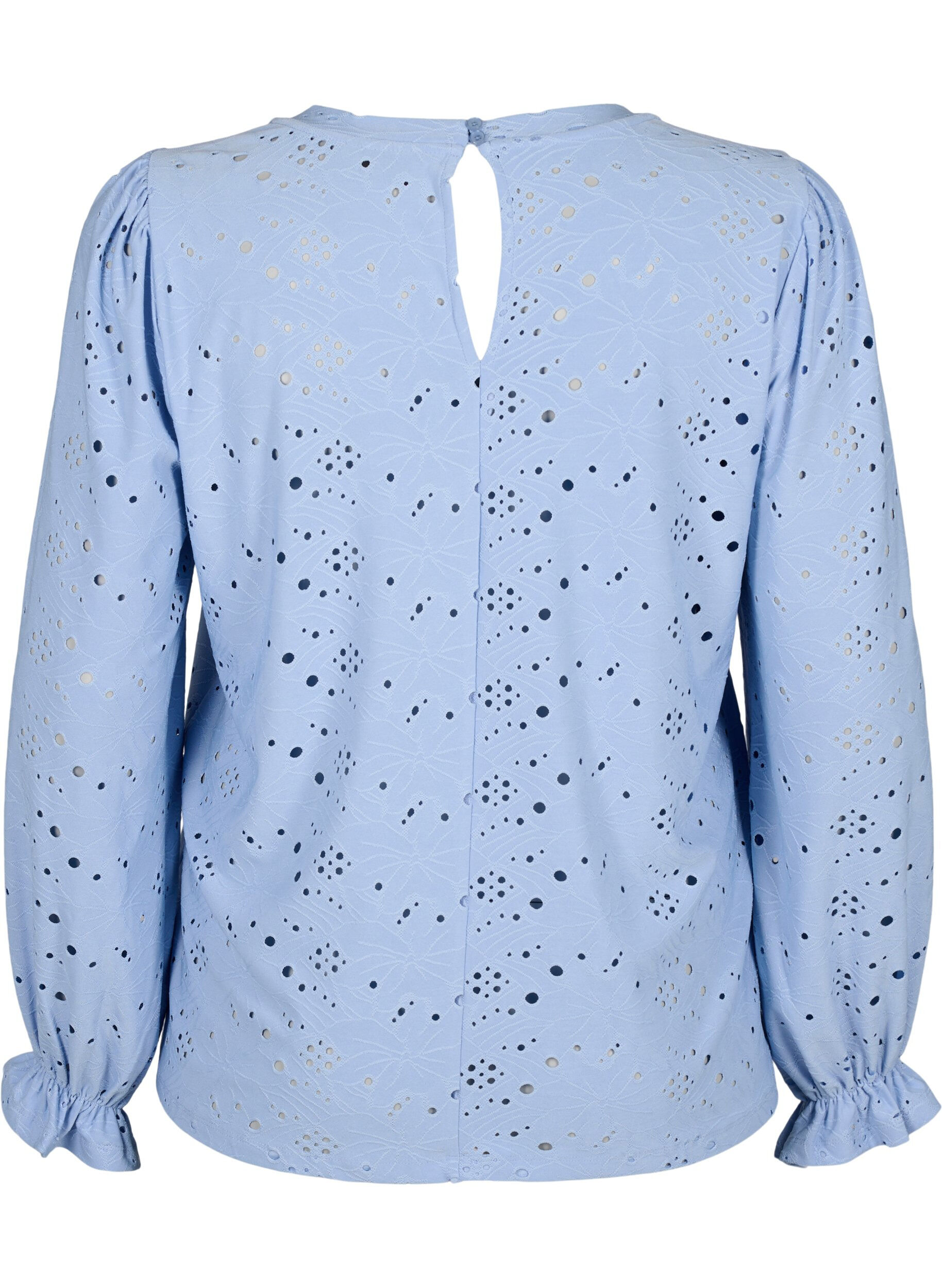 Zizzi Langermet bluse med hullm&oslash;nster, Serenity, Packshot image number 1