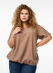 Kortermet bluse med elastisk fold, Brun, Model image number 0