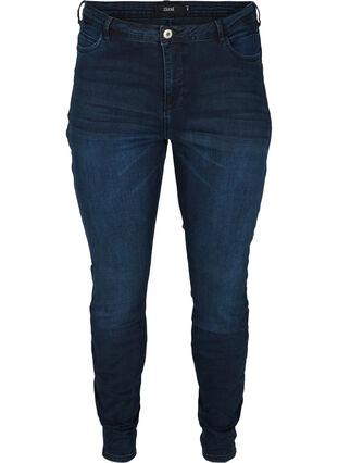 Super slim Amy jeans med høyt liv, Dark blue denim, Packshot image number 0
