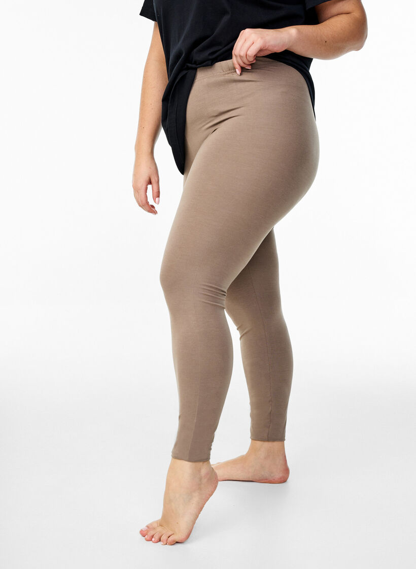 Basis leggings i viskose, Brun, Model image number 0