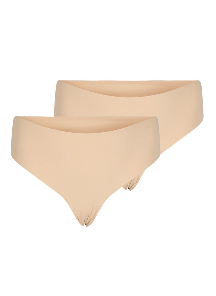 Sømløs g-streng, 2 stk., Beige, Packshot image number 0