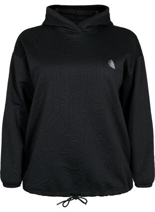 Sporty genser med hette, Black, Packshot image number 0