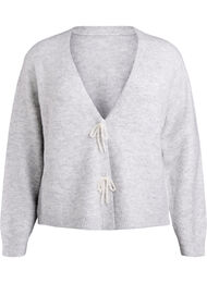 Strikkekardigan med perleknapper, Light Grey Melange