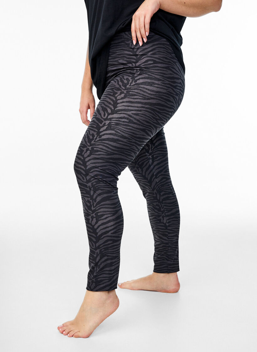 Viskose leggings med print, Svart, Model image number 0