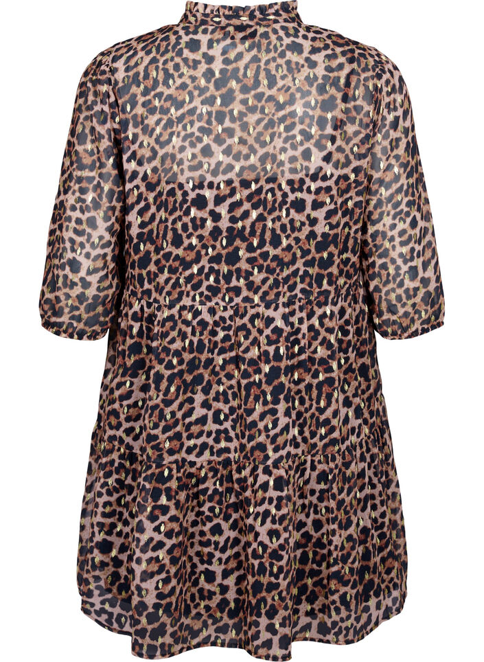 Tunika med leopardmønster og lurex, Leopard AOP, Packshot image number 1