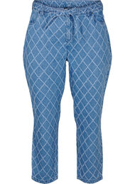 Cropped Mille jeans med destroy-mønster, Blue Denim