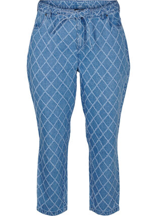 Zizzi Cropped Mille jeans med destroy-mønster, Blue Denim, Packshot image number 0