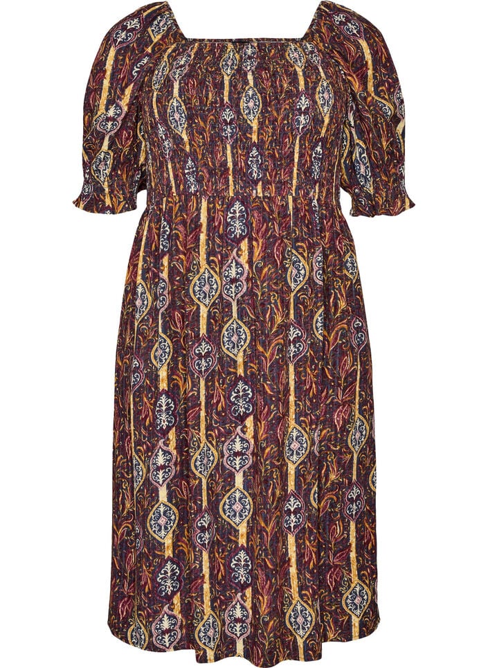 Sommerkjole i viskose med paisley-trykk, Lilla, Packshot image number 0