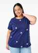 T-skjorte i &oslash;kologisk bomull med broderte motiv, Bl&aring;, Model image number 0