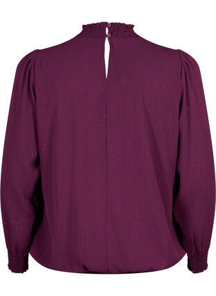FLASH - langermet bluse med smokk og glitter	, Purple w. Silver, Packshot image number 1