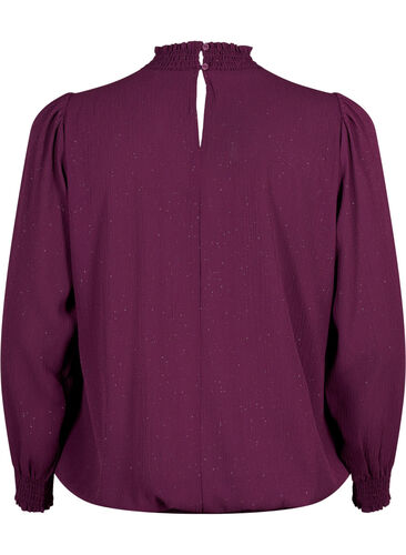 FLASH - langermet bluse med smokk og glitter	, Purple w. Silver, Packshot image number 1