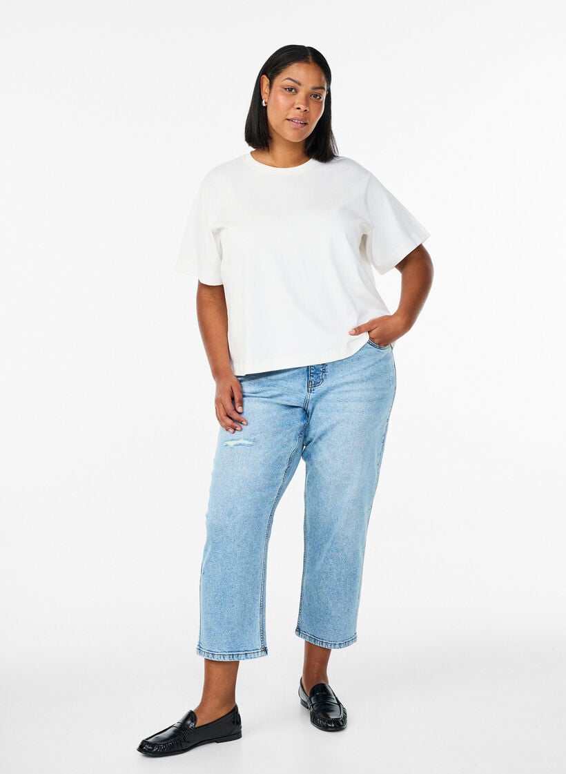 Cropped Vera jeans med distressed detaljer, Bl&aring;, Model image number 0