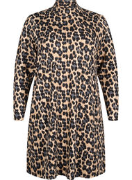 FLASH - Kjole med lange ermer og turtleneck, Leopard Print