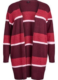 Lang strikkecardigan med brede striper, Fig Comb