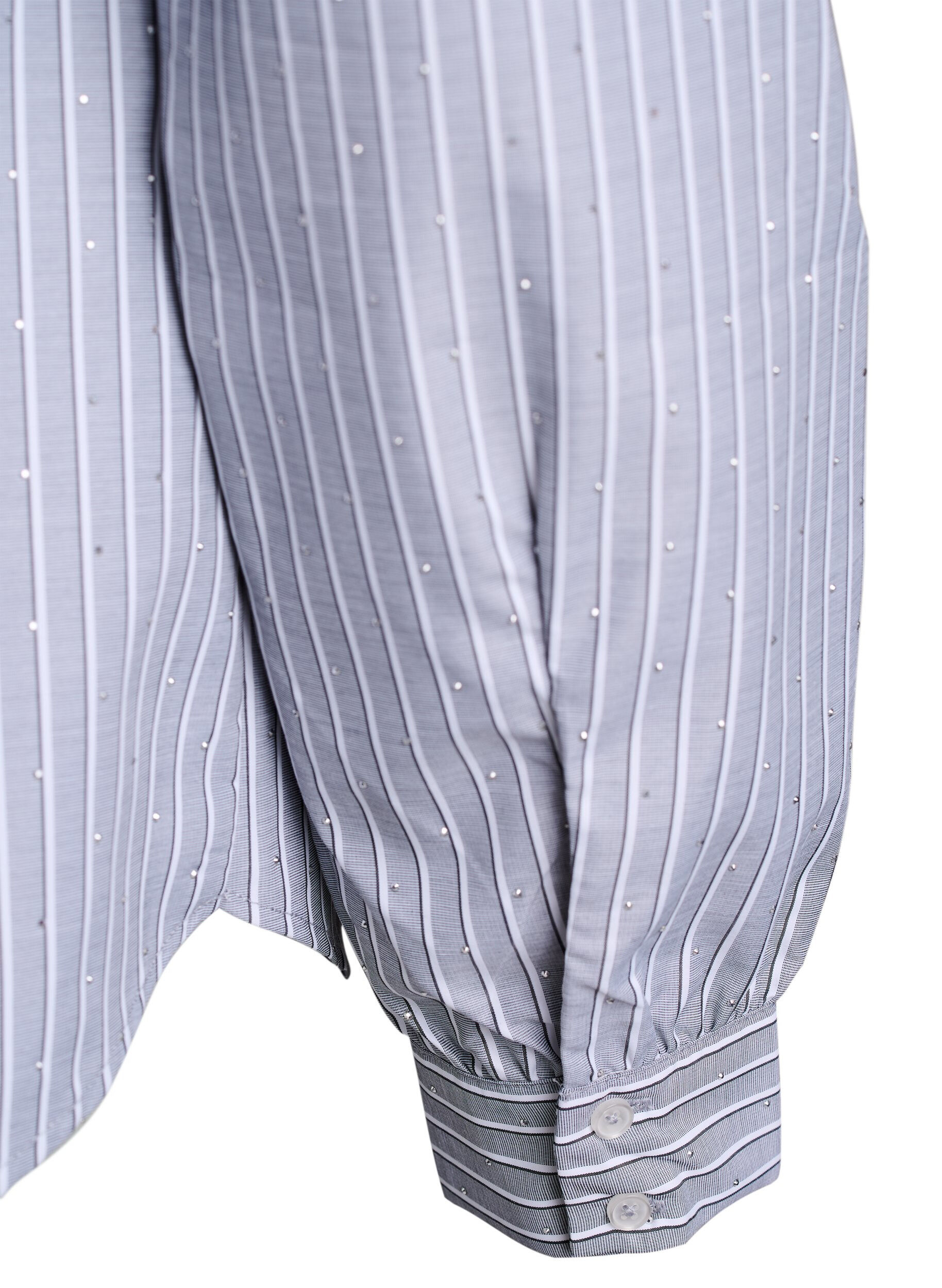 Zizzi Stripete skjorte med nagler, Svart, Packshot image number 3