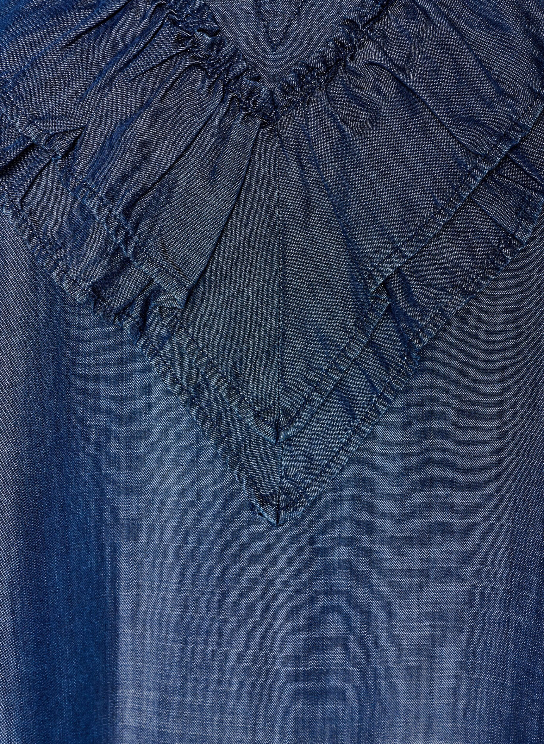 ZizziKort kjole i denimlook med volanger, Bl&aring;, Packshot image number 2