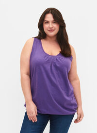 Bomullstopp med blondekant, Deep Lavender, Model