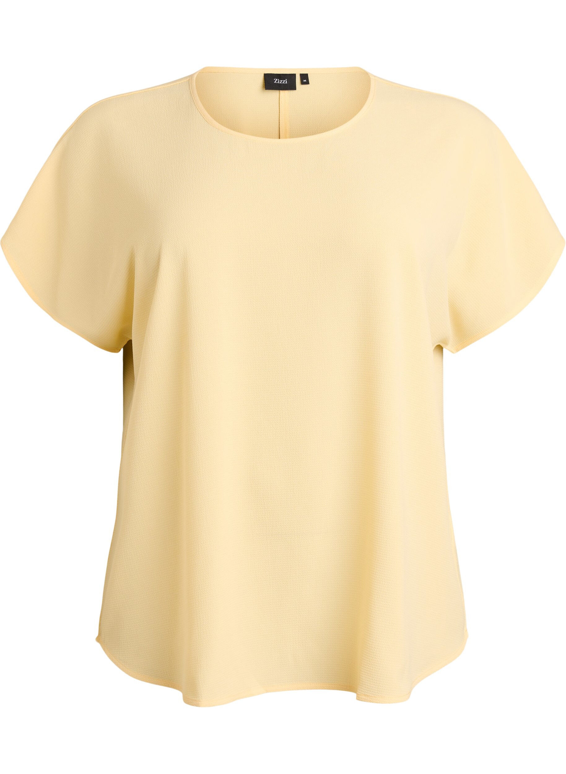 Bluse med korte ermer og rund hals