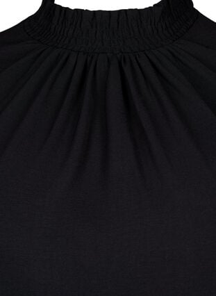 Ensfarget bluse med smokk og lange ermer, Black, Packshot image number 2
