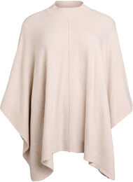 Poncho med ribbedetaljer og rund hals, Pumice S. White Mel.