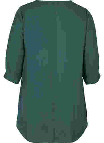 Bluse med 3/4-ermer og V-hals, Trekking Green, Packshot image number 1