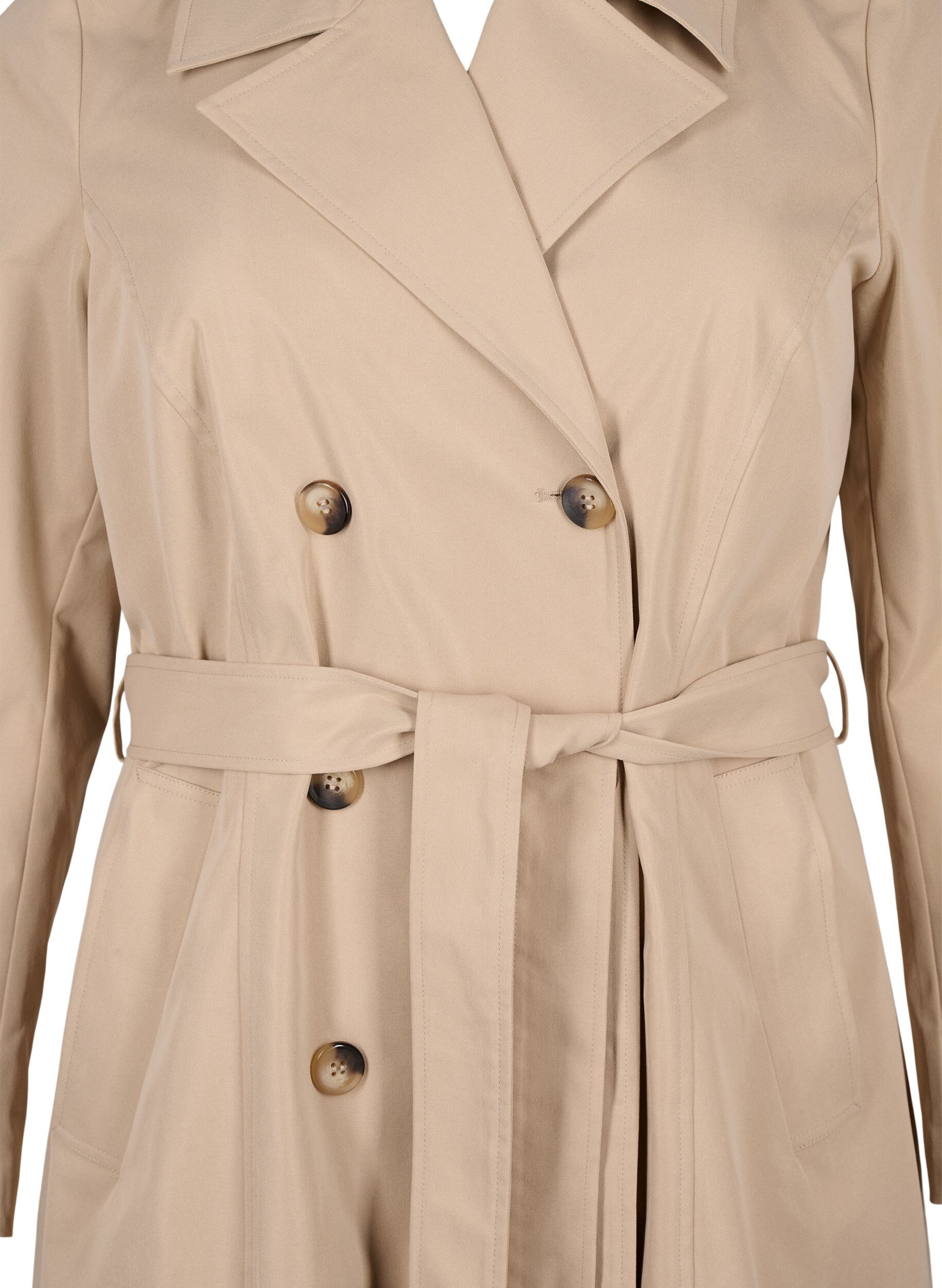 Zizzi Trenchcoat med lommer og belte, Nomad, Packshot image number 2
