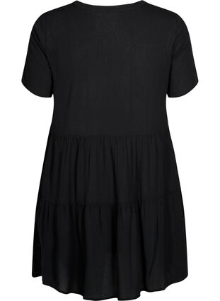 Kortermet viskosekjole med A-form, Black, Packshot image number 1
