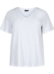 Kortermet basic t-skjorte med v-hals, Bright White