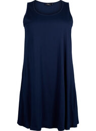 Ermeløs kjole i bomull med A-form, Navy Blazer solid