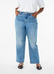 Jeans med straight fit og høy midje, Blå, Model image number 2